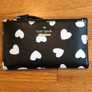 Kate Spade black and white heart wallet